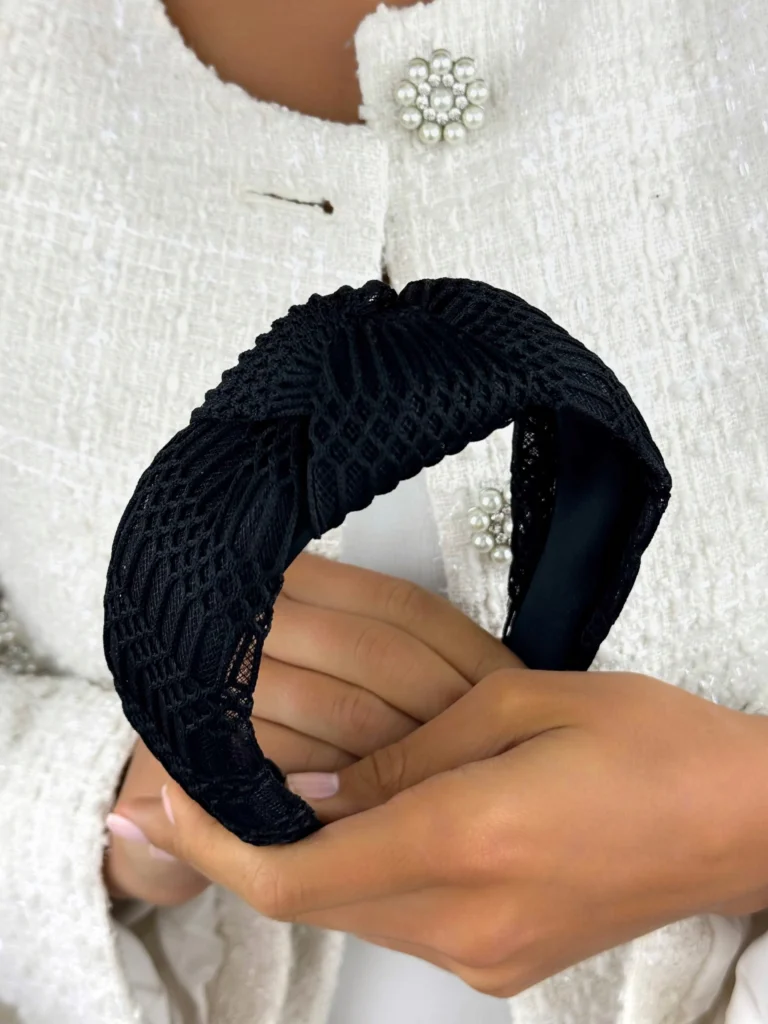 Opaska czarna do włosów turban