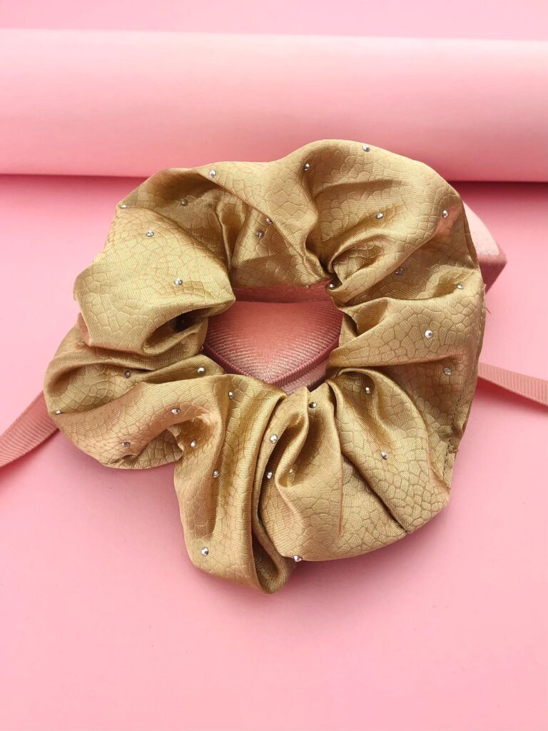 Gumka złota z cyrkoniami scrunchie