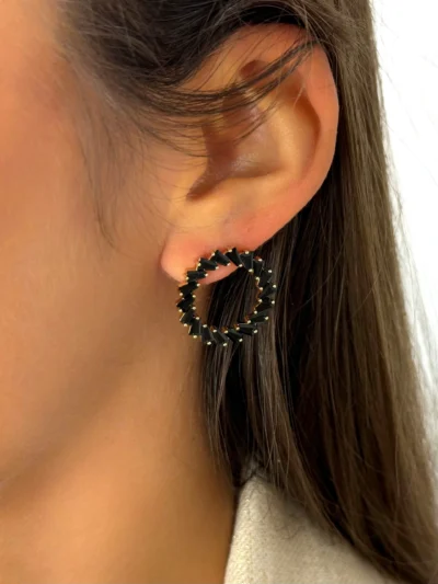 Kolczyki okrągłe z kryształkami ze stali szlachetnej