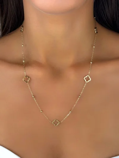 Naszyjnik z koniczynkami Clover ze stali chirurgicznej 14k CRLVE