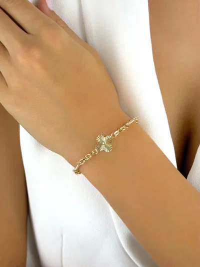 Bransoletka z koniczynką Clover ze stali szlachetnej włoskie złoto 14k CRLVE