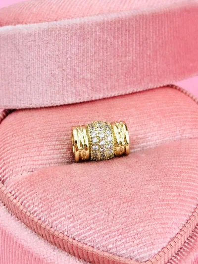 Zawieszka charms podłużny z cyrkoniami ze stali szlachetnej włoskie złoto 14k