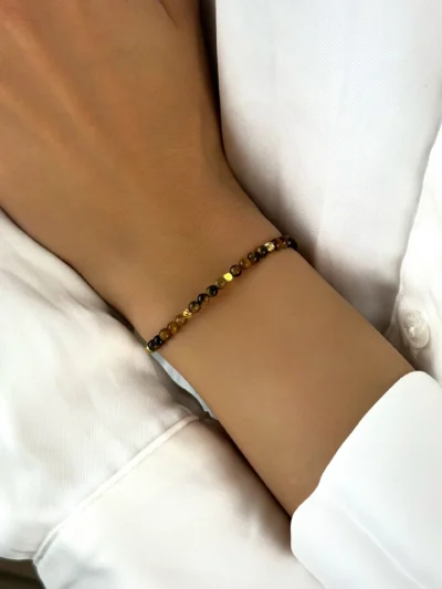 Bransoletka z tygrysim okiem na sznurku ze stali chirurgicznej 14k CRLVE