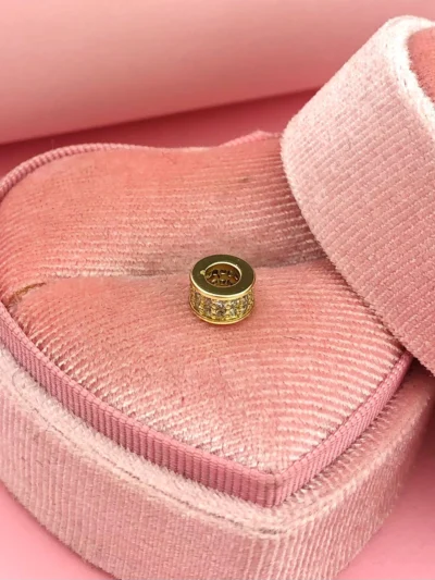 Zawieszka charms mały cyrkoniowy ze stali szlachetnej włoskie złoto 14k