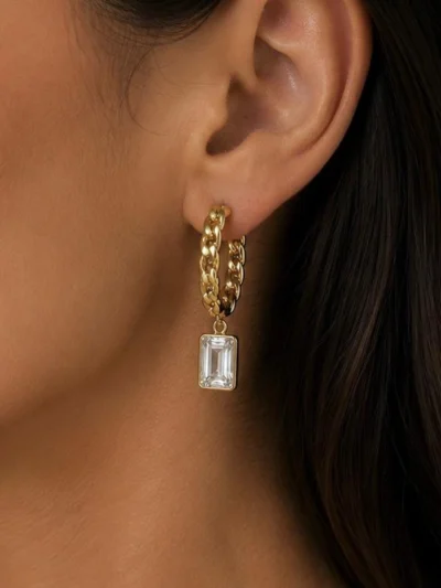 Kolczyki kółeczka łańcuchy z kryształkiem Swarovski Crystal ze stali szlachetnej włoskie złoto 14k CRLVE